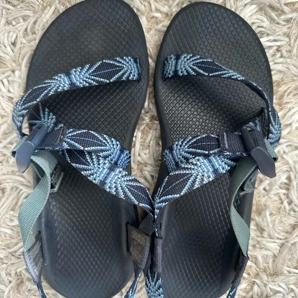 Chaco Black and Patterned Blue Sandals - Picture 4 of 5